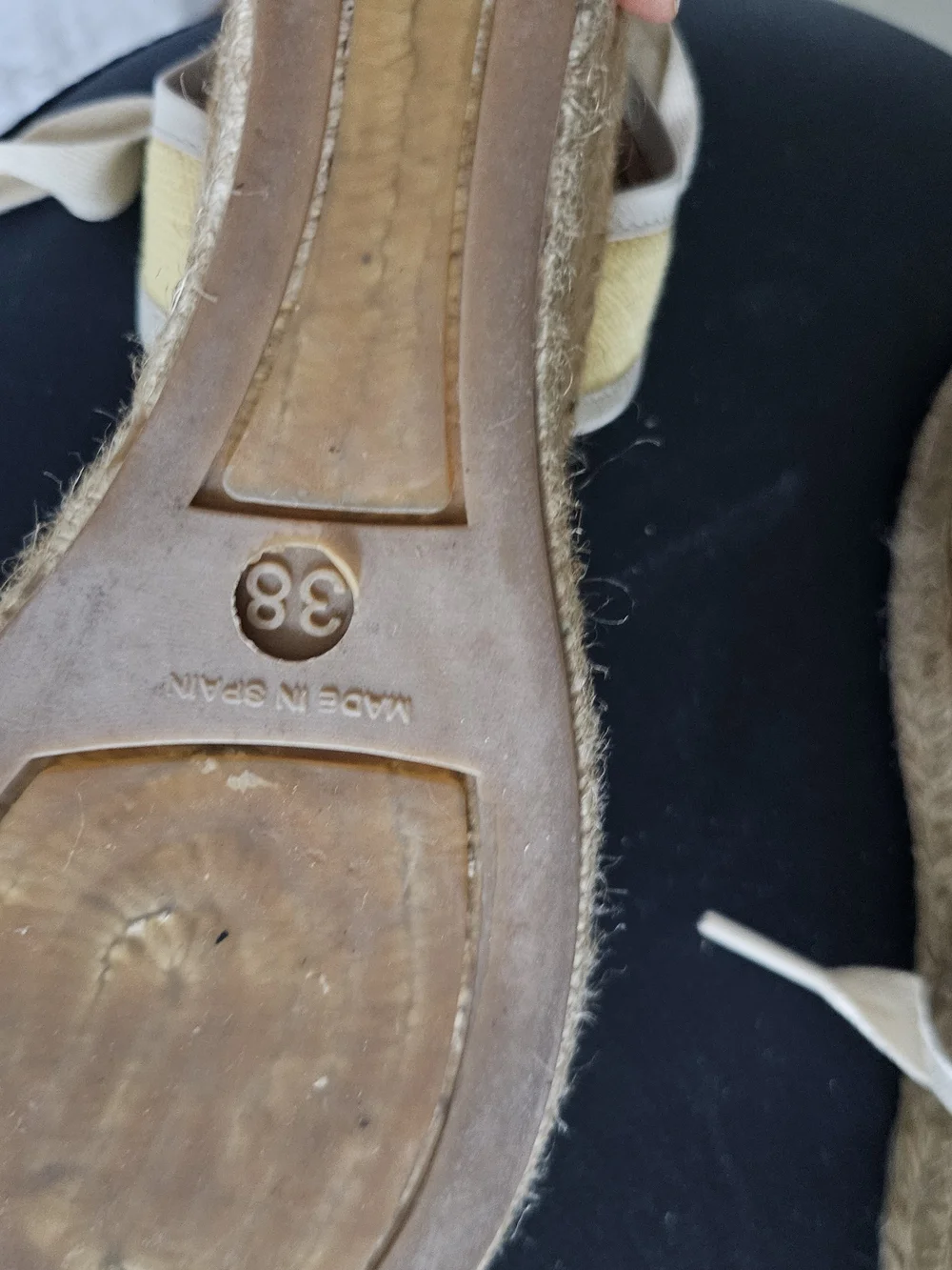 Ina Yellow Espadrille Wedge Sandals with Ivory Ankle Ties, Made In Spain, Size 8